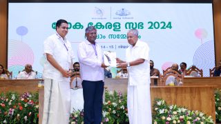 Honble Chief Minister Pinarayi Vijayan releasing the Kerala Migration Survey 2023 report at the 4th